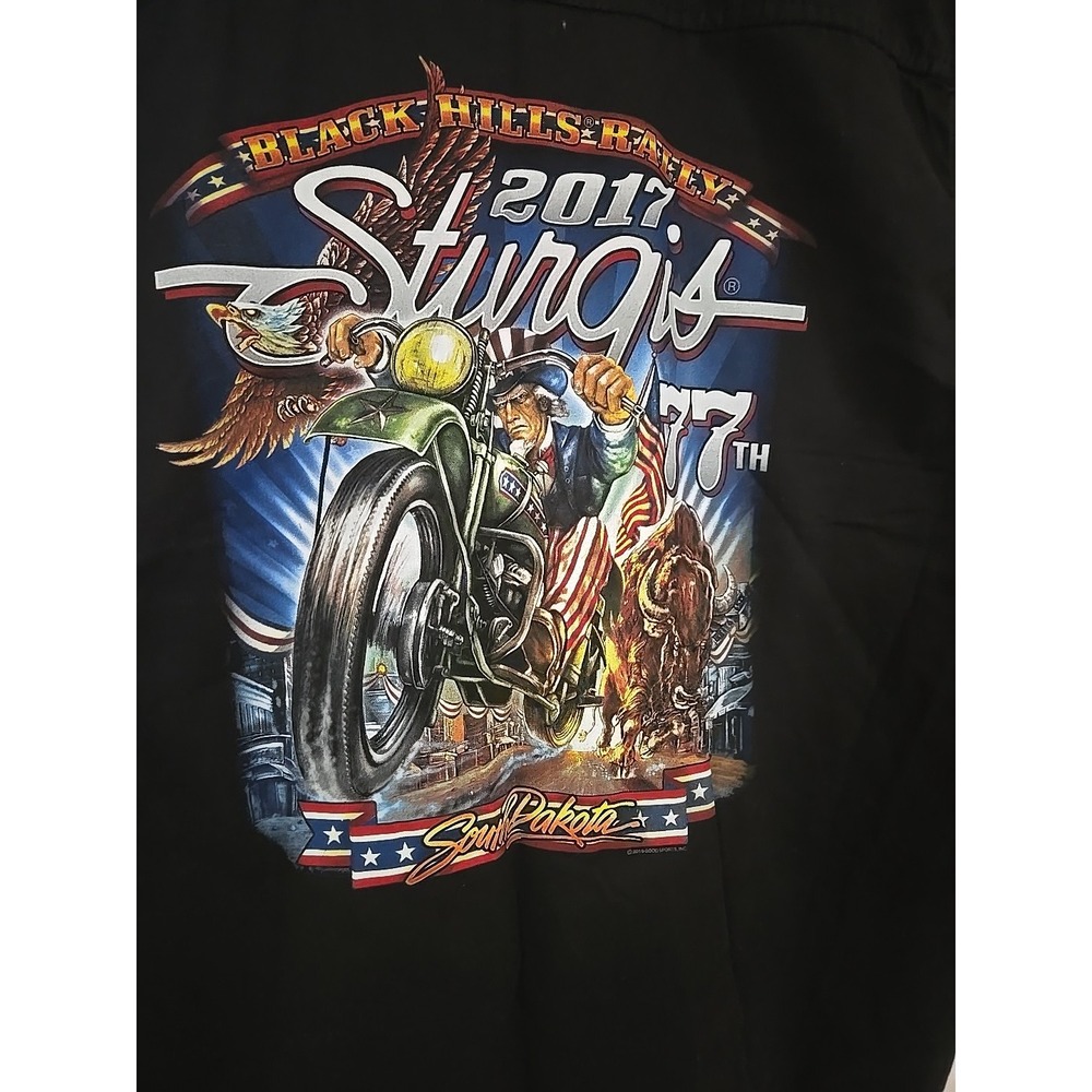 Sturgis 2017 Black Hills Rally 77th Anniversary Sleeveless Biker Shirt Black XL - Picture 9 of 16